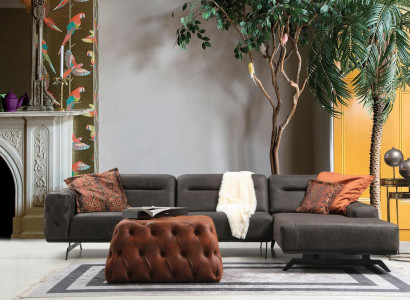 Couch Ecksofa L form Grau Sofa Polstersofa Ottomane Stoffsofa Stoff